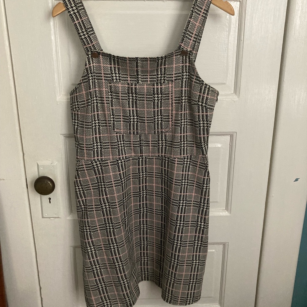 Plaid Overalls Dress